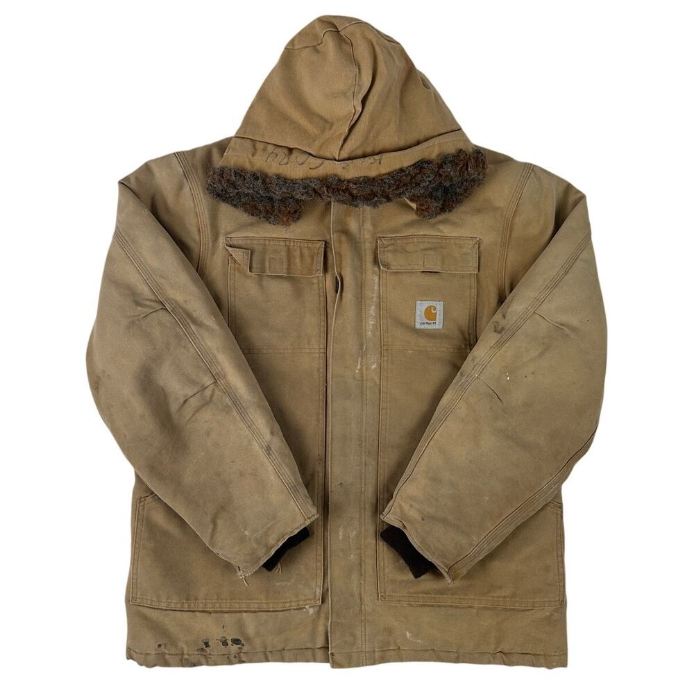 Vintage Carhartt Arctic Quilt Lined Traditional Duck Canvas Coat Men's Sz Medium